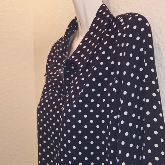 Susan Graver Polka Dot Long Sleeved Blouse-#0121 - Picture 4 of 11